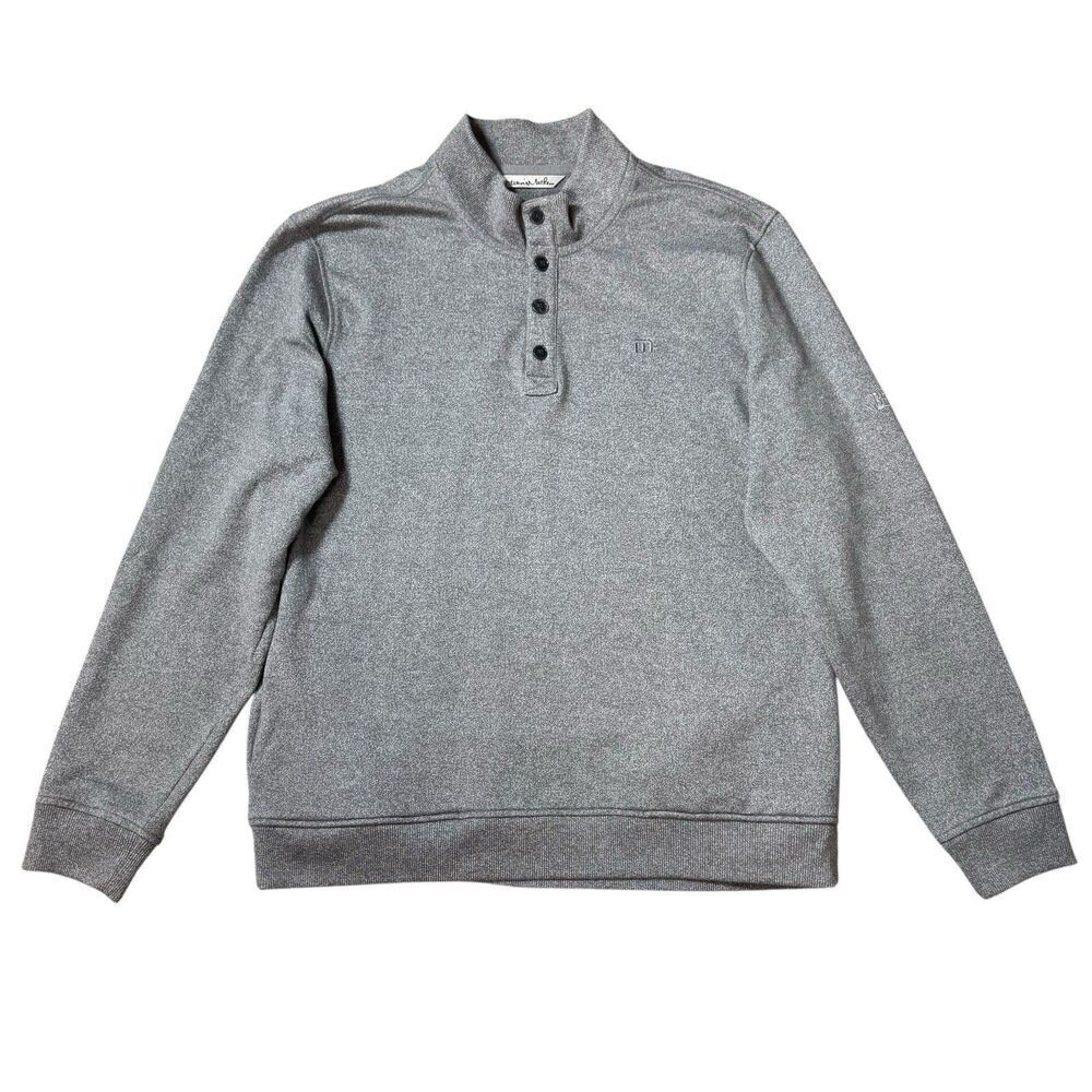 Travis Mathew All Day Cruise Fleece Pullover XXL Gray Button Neck Athleisure
